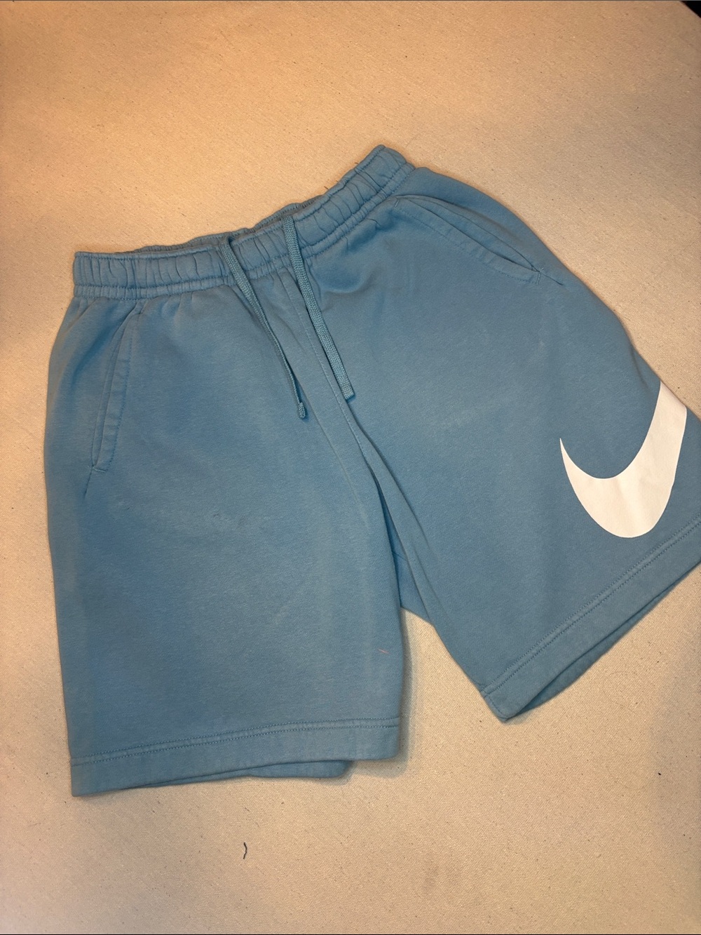 Nike Light Blue Casual Athletic Shorts with White Swoosh